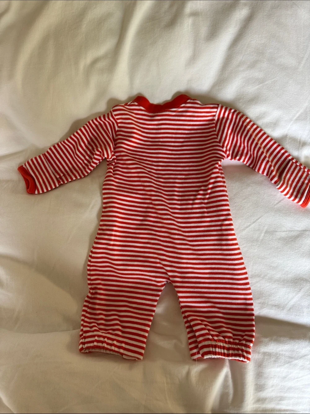 Orange & White Striped Baby One-Piece with  Clemson Tiger Paw Appliqué